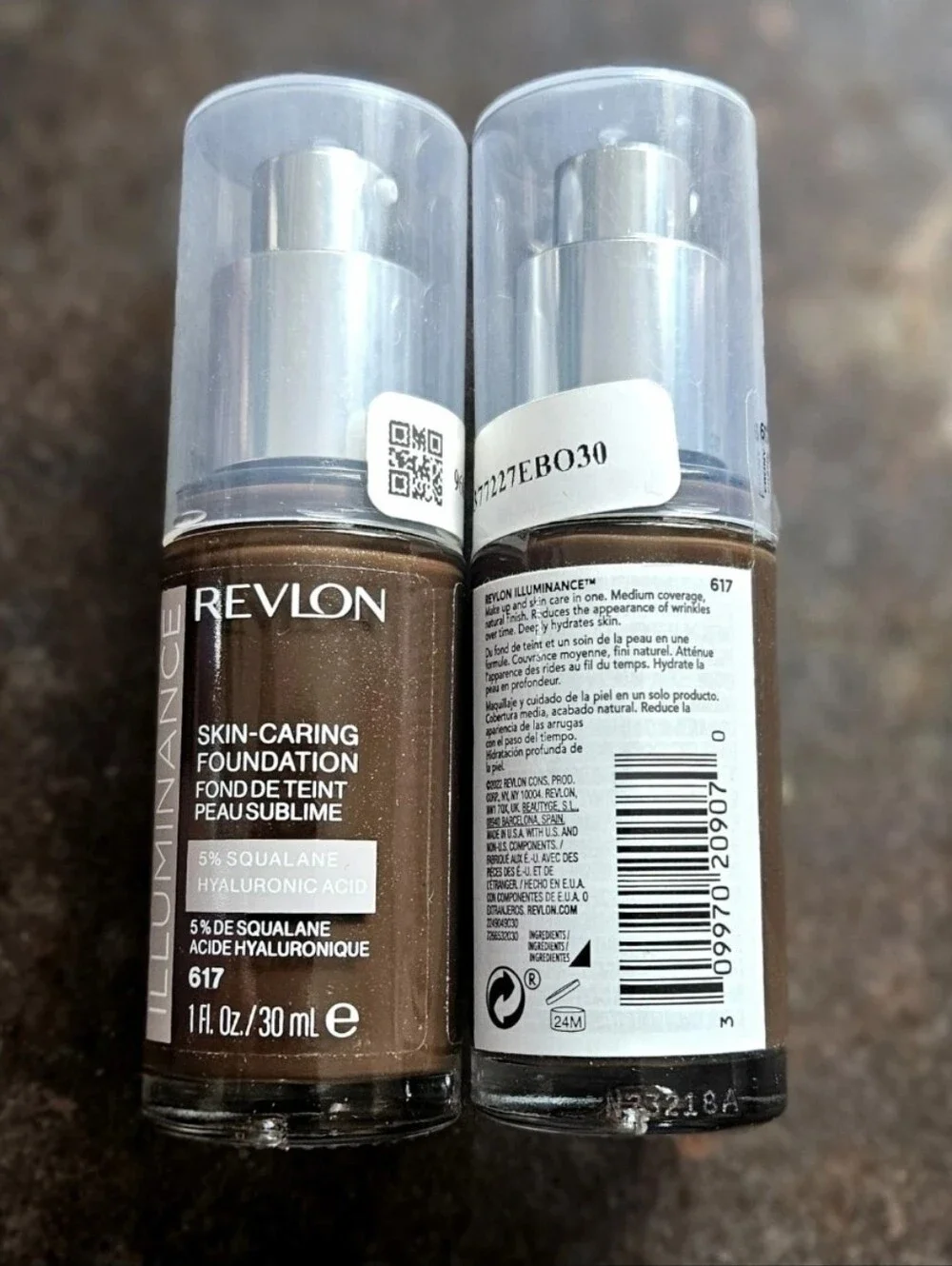 2 x Revlon 617 EBONY Illuminance Skin-Caring Foundation 1 oz ea NEW! Contour Too